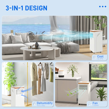 HOMCOM 9000 BTU Air Conditioning Unit, 3-in-1 Portable Air Conditioner, Dehumidifier, Cooling Fan with Remote, LED Display, 2 Speeds, 24H Timer, Window Venting Kit, 28m√Ç¬≤