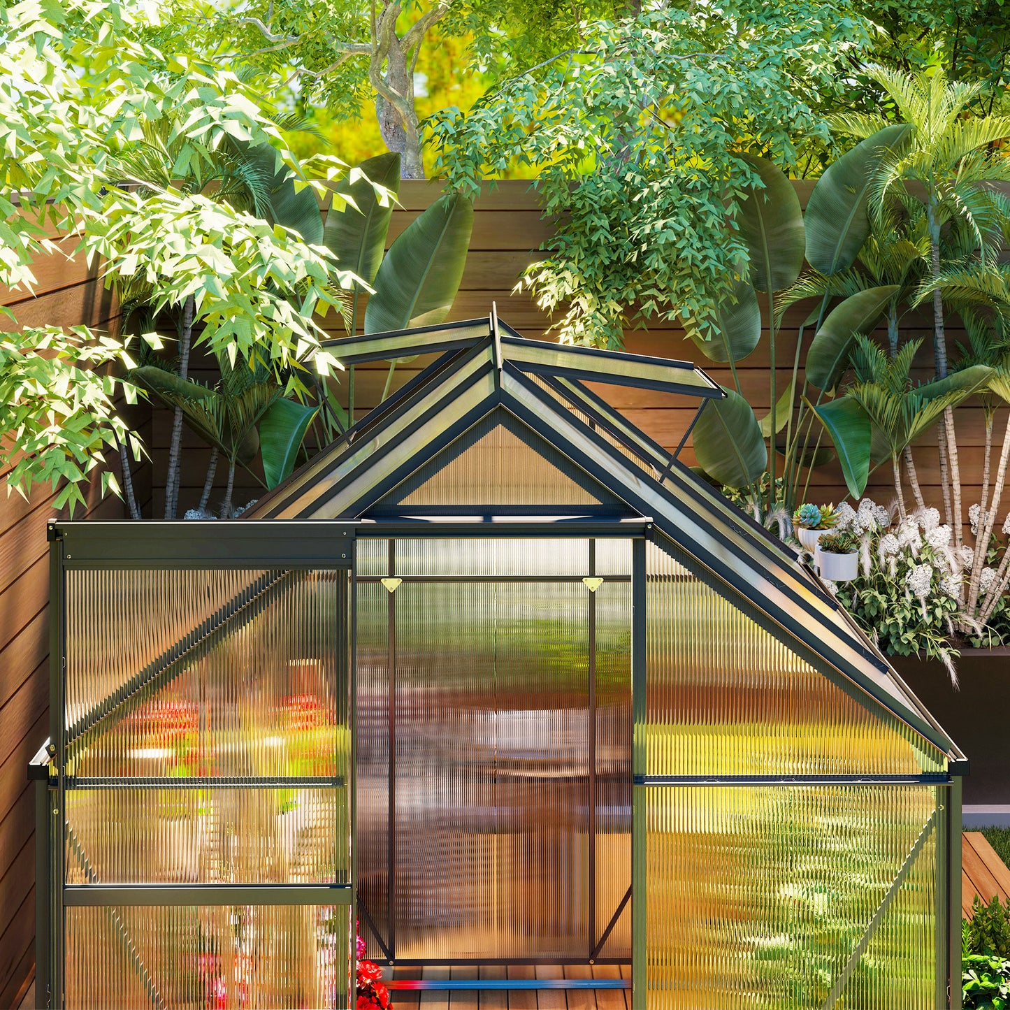 Outsunny 190 x 190cm Walk-In Polycarbonate Greenhouse