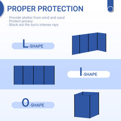 واقي الرياح للتخييم من Outsunny، قابل للطي والحمل مع حقيبة حمل وأعمدة فولاذية، واقي شمسي للشاطئ، جدار خصوصية، 620 سم × 150 سم
