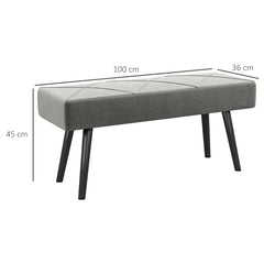 HOMCOM End of Bed Bench with X-Shape Design and Steel Legs, Upholstered Hallway Bench for Bedroom, Grey