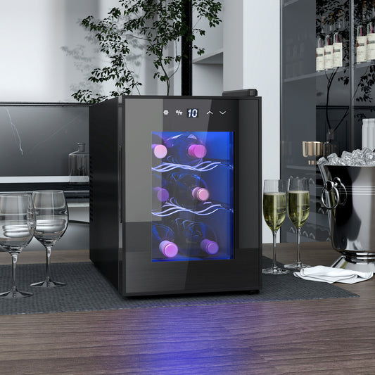 HOMCOM Six Bottle 8-18√¢‚Äû∆í Countertop Wine Fridge - Black