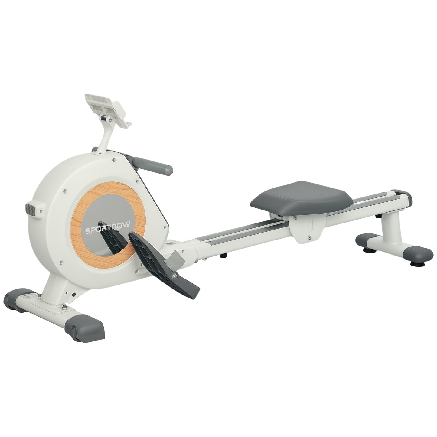 SPORTNOW Rowing Machine, 16-Level Magnetic Rower Machine with LCD Monitor and Phone Holder, White