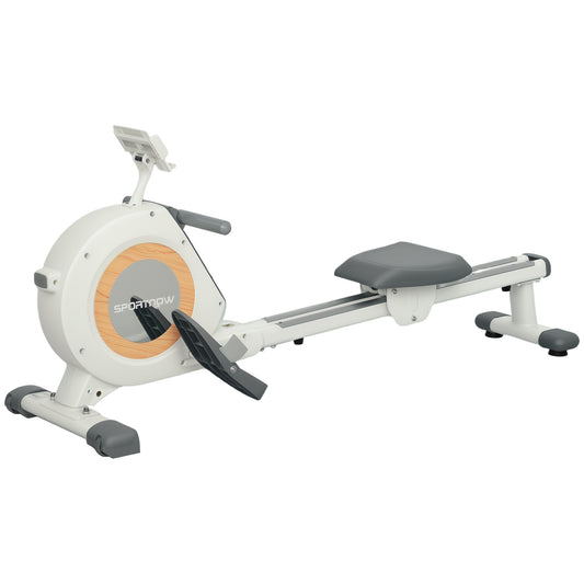 SPORTNOW Rowing Machine, 16-Level Magnetic Rower Machine with LCD Monitor and Phone Holder, White