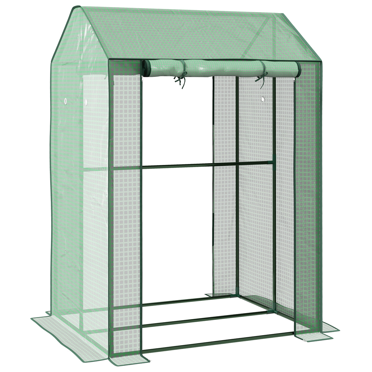 Outsunny Green House, Mini Greenhouse with 2 Roll-up Doors, Vent Holes and Reinforced Cover, 100 x 80 x 150cm