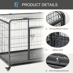 PawHut Metal Dog Cage Kennel Locking Door & Wheels Removable Tray Openable Top For Extra Large Pets 125 x 76 x 81 cm