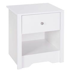 HOMCOM Modern Bedside Table, Nightstand with Drawer Shelf, End Table for Living room, Bedroom White