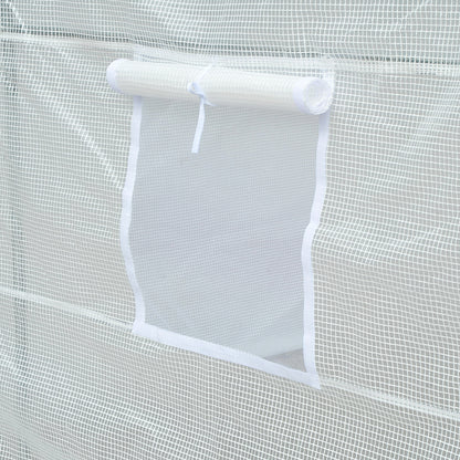 Outsunny 3.5 x 2 x 2 m Polytunnel Greenhouse, Walk-in Green House for Garden with Mesh Windows, Galvanised Steel Frame, White