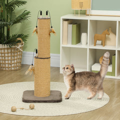 PawHut 78cm 2-in-1 Cat Scratching Post with 3 Toy Feathers, Brown