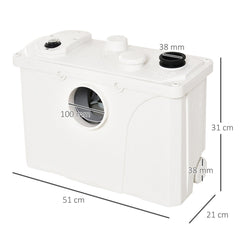 Homcom 700W Sewerage Pump Macerator Toilet Waste Water Pump Sanitary Sink Basin with 4 Inlets