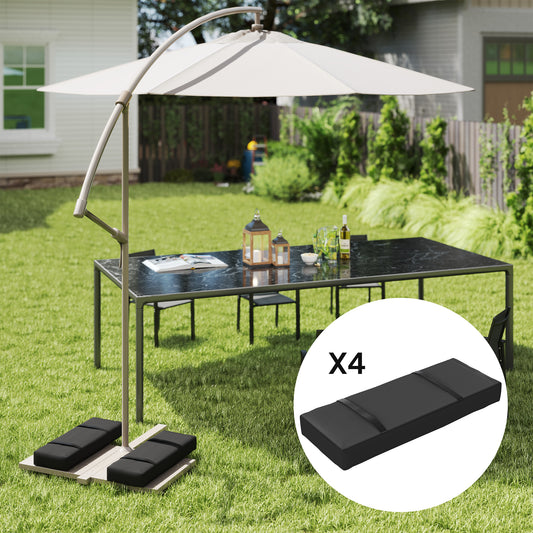 Outsunny Parasol Weights Set of 4, Parasol Base Weights Bags, 25kg Fillable Sandbag Weights with Handles, Cantilever Umbrella Base Weights, Black