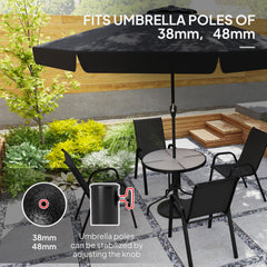 Outsunny 12kg Garden Parasol Base, Round Resin Garden Umbrella Base, Heavy Duty Parasol Stand for 38mm or 48mm Outdoor Umbrella Poles, Black