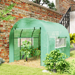 Outsunny 300 x 200cm Walk-In Polytunnel Greenhouse - Green