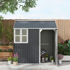 Outsunny 7 x 6ft Galvanised Garden Shed, with Latch - Dark Grey