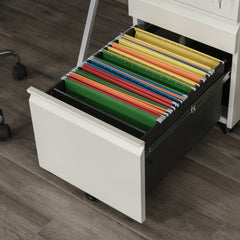 Vinsetto 3 Drawer Filling Cabinet, Mobile Metal File Cabinet with Anti-tilt Design for Letter, A4, Legal Size, White