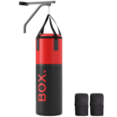 SPORTNOW Unfilled Punching Bag Set with Boxing Bag Bracket, Boxing Gloves, Hand Wraps and 360√Ç¬∞ Swivel Hook