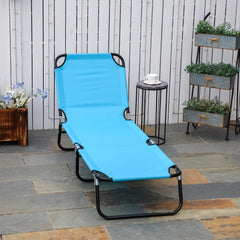 Outsunny Garden Sun Lounger, with Five-Position Back - Light Blue