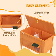 PawHut Feral Cat House, Wooden Insulated with Removable Floor, Water-Resistant Openable Roof - Orange