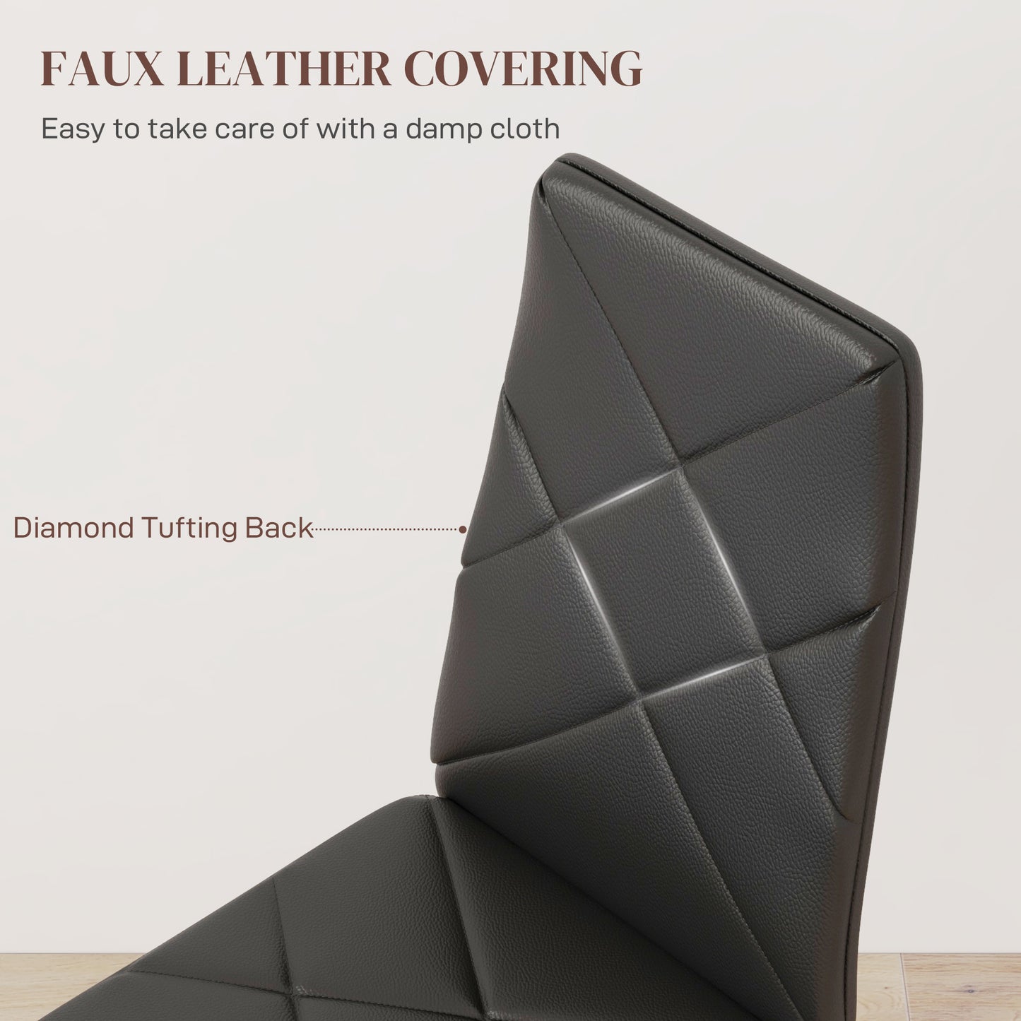 HOMCOM Set of 6 Faux Leather Dining Chairs - Black