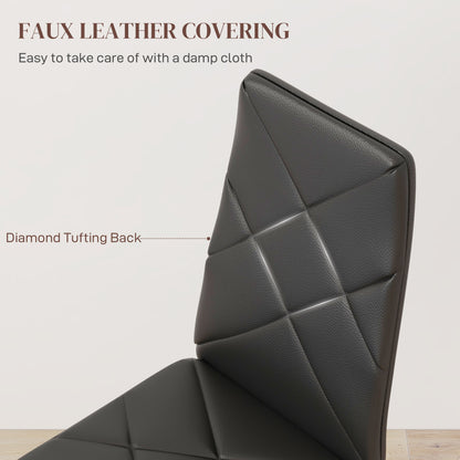 HOMCOM Set of 6 Faux Leather Dining Chairs - Black