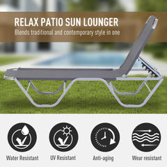 Outsunny Sun Lounger Relaxer Recliner w/ 5-Position Adjustable Backrest Pool Sun Bathing