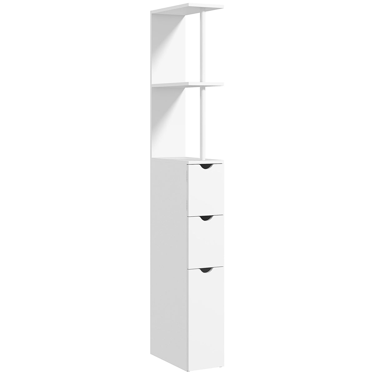 kleankin Slim Bathroom Storage Cabinet with Drawers, Tall Bathroom Cupboard with 2-Tier Shelf, White