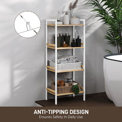 HOMCOM Four-Tier Bamboo Adjustable Shelf Storage Unit