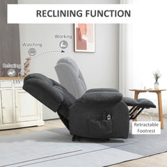 HOMCOM Oversized Riser and Recliner Chairs for the Elderly with 8 Vibration Massage, Large Fabric Upholstered Lift Chair for Living Room with Remote Control, Side Pocket, Footrest, Dark Grey