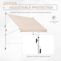 Outsunny 3x1.5m Adjustable Outdoor Aluminium Frame Awning Beige