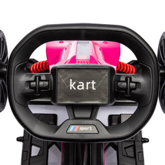 HOMCOM 12V Electric Go Kart for Kids, Ride-On Racing Go Kart with Forward Reversing, Rechargeable Battery, 2 Speeds, for Boys Girls Aged 3-8 Years Old - Pink