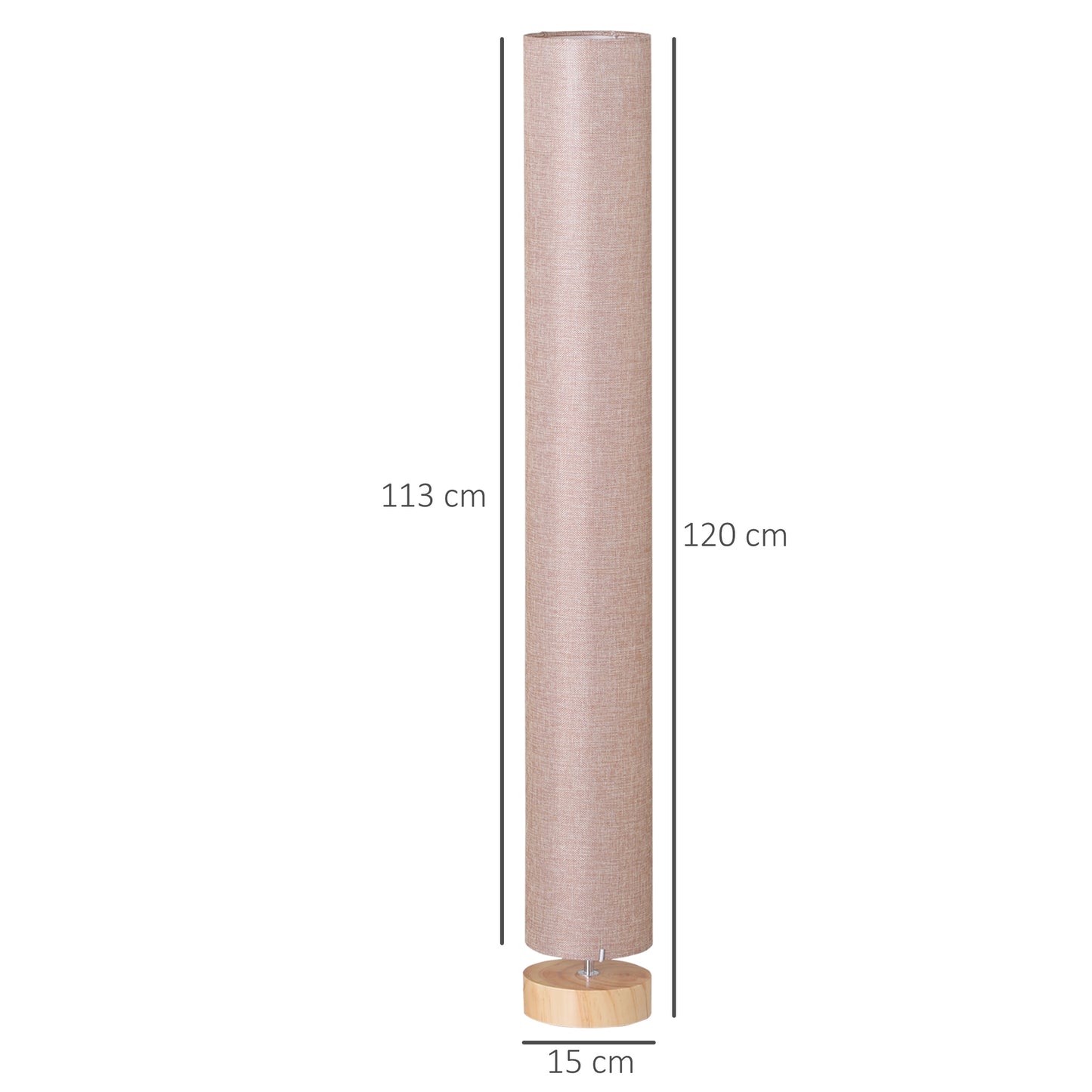HOMCOM Floor Lamp for Living Room, 120cm Modern Standing Lamp with Linen Shade and Wooden Base, Cream