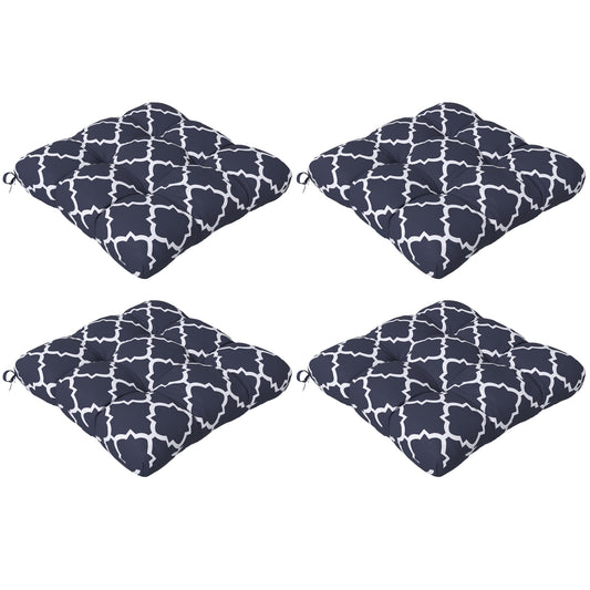 Outsunny 4-Piece Seat Cushion Pillows Replacement, Patio Chair Cushions Set with Ties for Indoor Outdoor, Blue