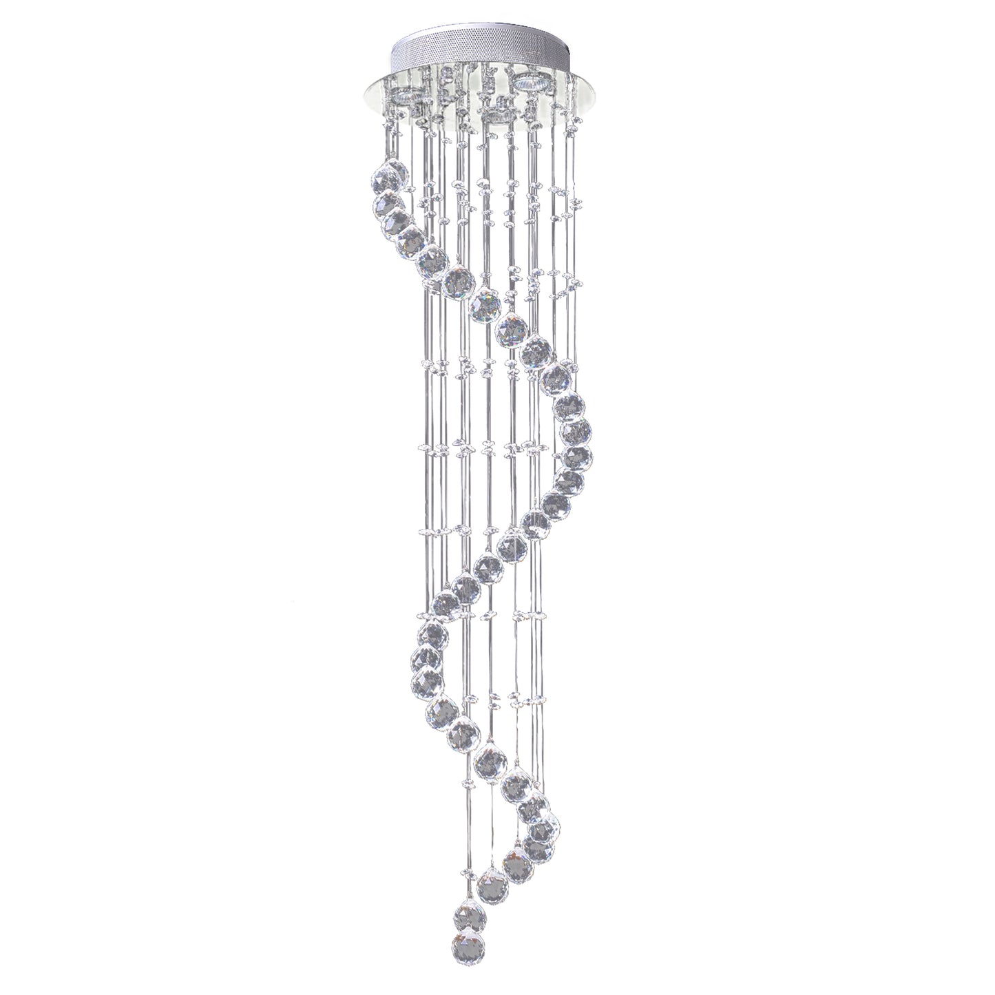 HOMCOM Modern Crystal Chandelier Ceiling Light Pendant Lamp Chrome Finish Glass Droplets New, √ê¬§30 x 120cm