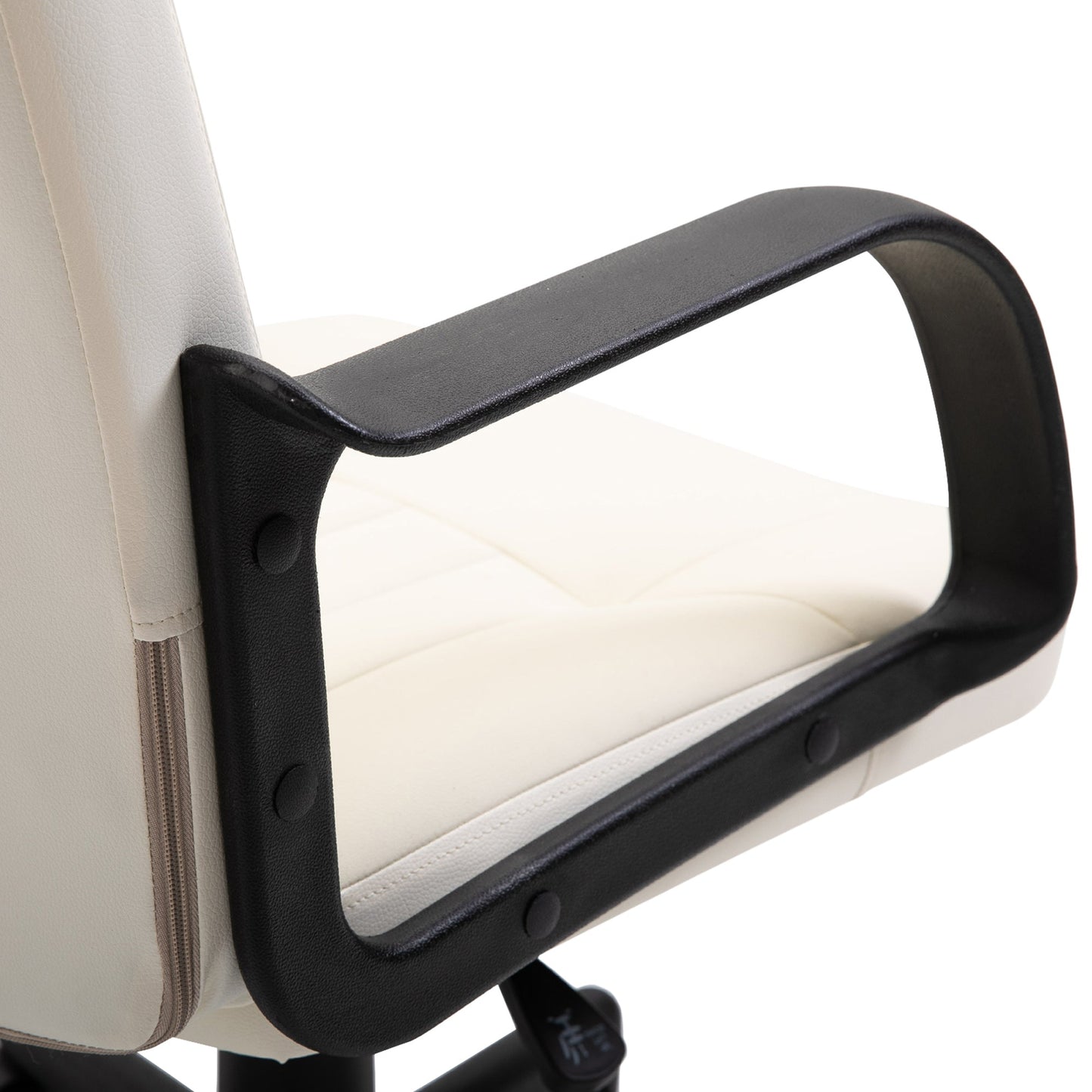 Home Essentials Swivel Executive Office Chair Home Mid Back PU Leather Computer Desk Chair for Adults with Arm, Wheels, Cream