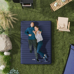 Outsunny Double Inflatable Mattress, with Built-In Pump - Blue