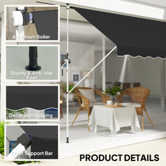 Outsunny 3x1.5m Adjustable Outdoor Aluminium Frame Awning Black