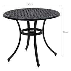 Outsunny â90cm Four-Seated Round Aluminium Garden Table, with Parasol Hole