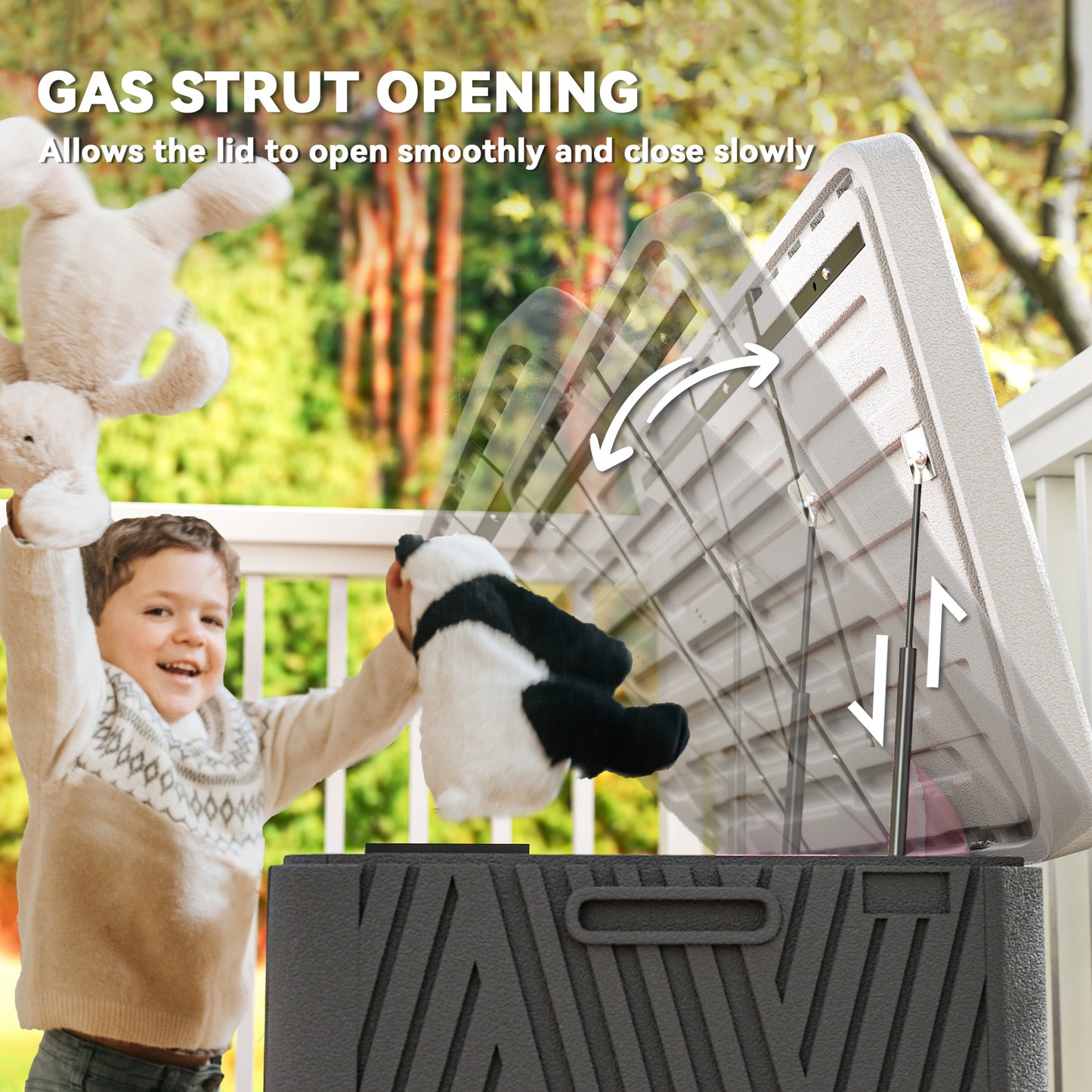 Outsunny 380L Waterproof Outdoor Storage Box, with Lockable Lid - Black
