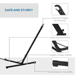 حامل أرجوحة عالمي قابل للتعديل من Outsunny 3.1√¢‚Ç¨‚Äú3.8 متر بإطار معدني للحديقة والتخييم والنزهات والفناء الخارجي بديل √¢‚Ç¨‚Äú حامل فقط