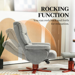 HOMCOM Faux Microfibre Leather Manual Recliner and Footstool Set - Grey