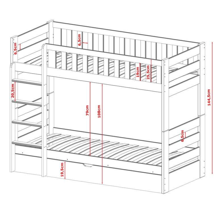 Wooden Bunk Bed Focus With Storage