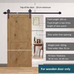 HOMCOM 6ft Modern Single Sliding Barn Door Track Kit Set Closet Hardware for Single Wooden Door