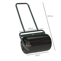 Outsunny 38L Fillable Cylinder Steel Lawn Roller - Dark Green