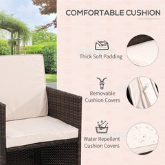 Outsunny 8 Seater Rattan Cube Garden Furniture Set, Rattan Dining Set with Cushions, Outdoor Dining Table and Chairs with 4 Armchairs, 4 Stools, Square Glass Top Table for Patio, Balcony, Brown