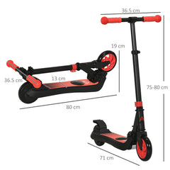 HOMCOM Folding Electric Scooter with Brake, for Ages 6+ Years, 8km/h Maximum Speed, Red