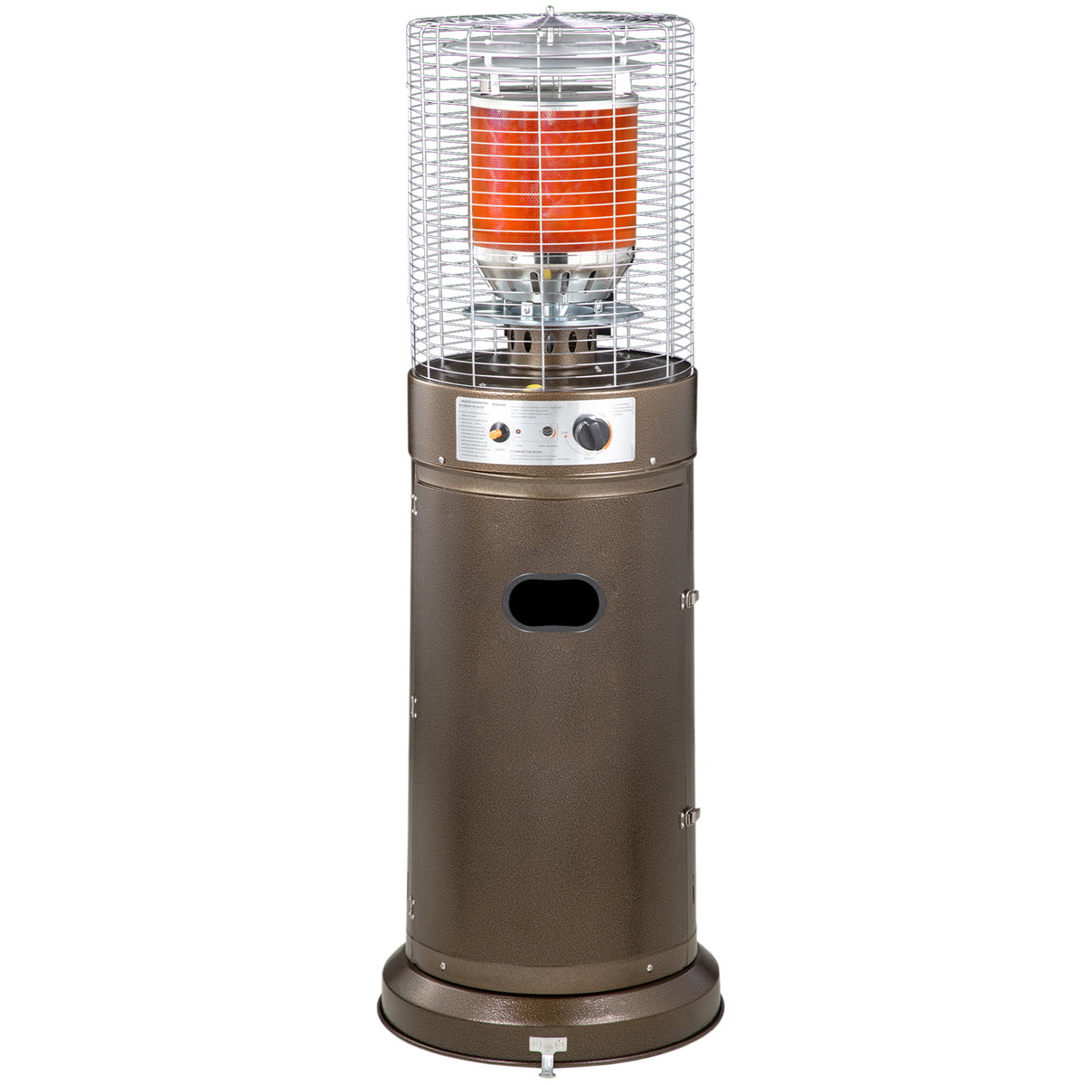 Outsunny 11KW Patio Bullet Heater with Tip-over Protection, Gas Glass Tube Electronic Ignition Floor Standing Stainless Steel Garden Outdoor 137Hcm