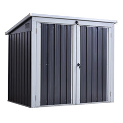 Outsunny 3.2 x 5.1ft Corrugated Steel Two-Bin Storage Shelter - Black