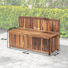 Outsunny Wood Storage Bench for Patio Furniture, Outdoor Garden Seating Tools, Brown