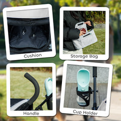 PawHut Umbrella Structure Dog Stroller, Lightweight & Portable Dog Pram w/ Shoulder Strap, Storage Bag & Cup Holder, Light Grey