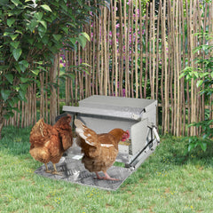 PawHut 11.5KG Automatic Chicken Poultry Feeder Rat Proof Treadle Self Opening with Galvanized Steel and Aluminium