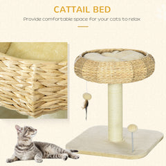 PawHut 51cm Cat Tree Kitten Tower, with Sisal Scratching Post, Top Bed, Toy Ball